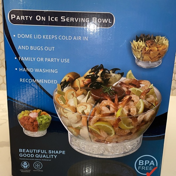 Party on ice serving bowl dome lid party use BPA free hosting picnic barbecue - Picture 3 of 4